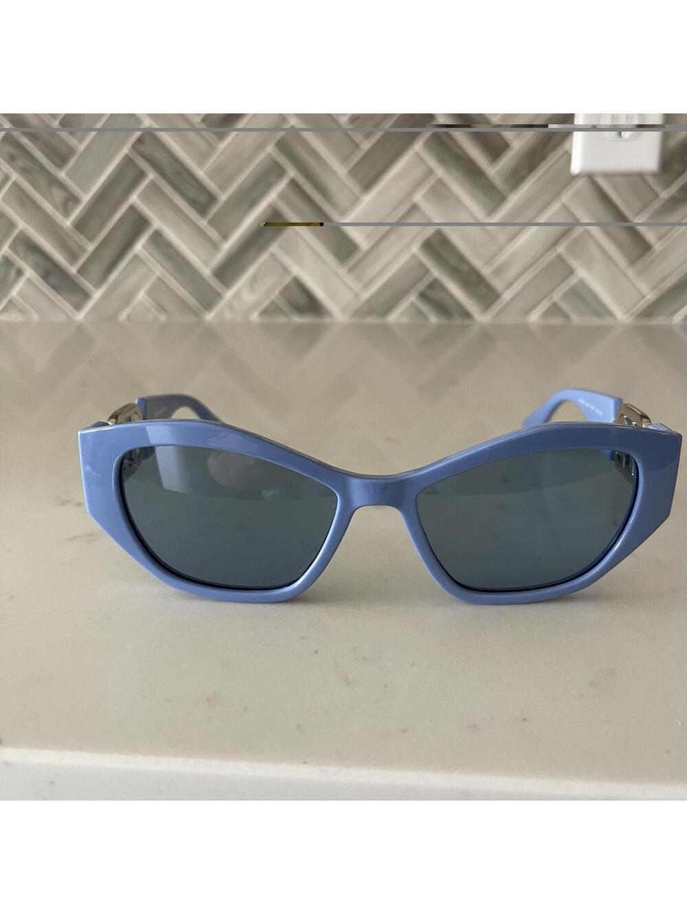 New Karl Lagerfeld Light Blue Cat-Eye Sunglasses with Case